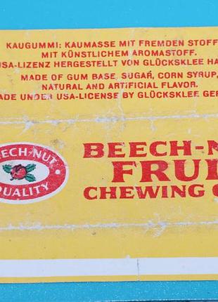 Обгортка етикетка від жувальної гумки вкладыш beech-nut