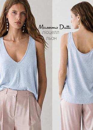 Massimo dutti нежная тонкая майка на основе лиоцелла и льна