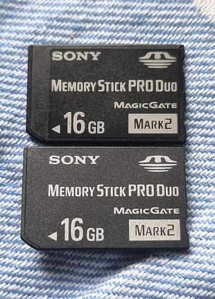 Картка пам'яті 16 гб sony mark 2 6.78-9.51/10.1-10.4 memory stick pro duo memorystick mark2 соні меморістик psp
