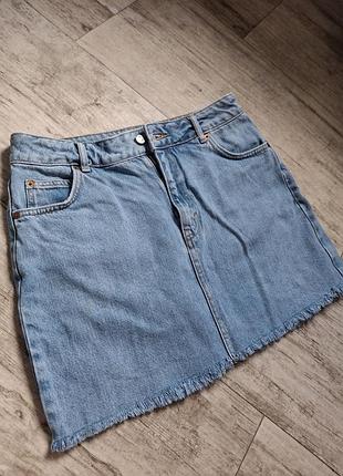 Джинсова спідниця з бахромою topshop moto