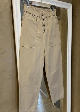 Брюки карго кольр бежевий сафарі massimo dutti