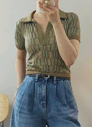 Жаккардовый топ поло zara размер xs