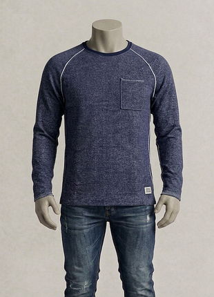 Синий мужской лонгслив jack &amp; jones кофта джемпер тонкий свитер оригинал