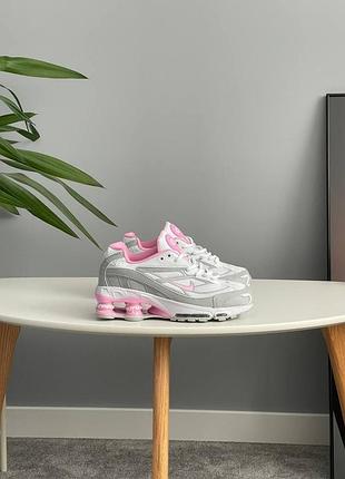 Кроссовки nike shox ride 2 supreme white pink