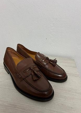 Чоловічі шкіряні коричневі туфлі лофери russell & bromley розмір eur 43.5