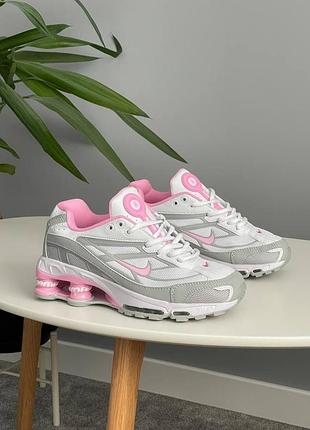 Кроссовки nike shox ride 2 supreme white pink 117635-015