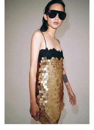 Коктейльное платье топ в паетках zara  zw collection p.l