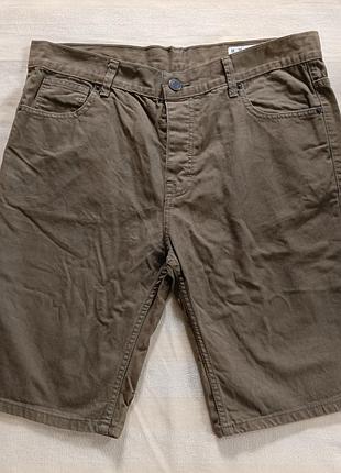 Мужские хлопковые шорты denim co. цвет хаки / коричневые, р. 46 (w36) slim