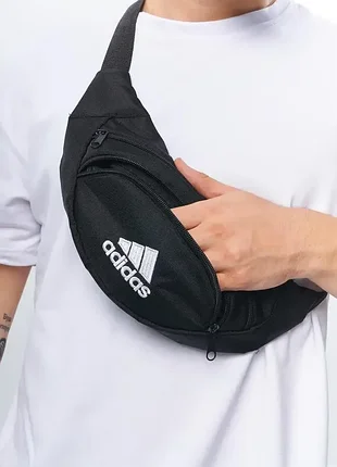 Бананка мужская черная adidas, сумка спорт через плечо адидас