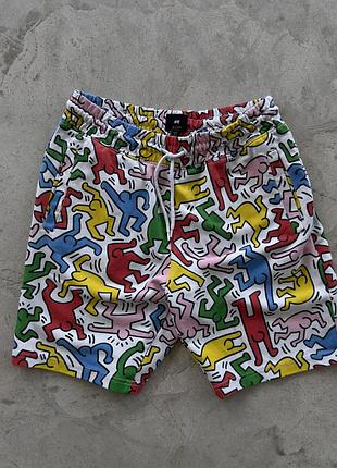 Шорти hm keith haring чоловічі спортивні різнокольорові трикотажні принт яскраві розмір m