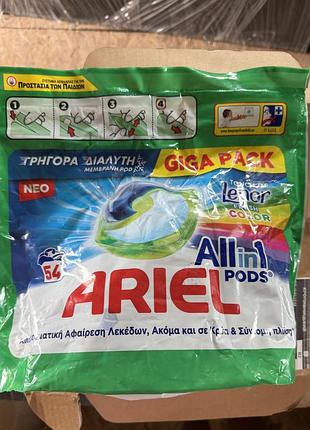 Капсули для прання ariel з ленором 54шт