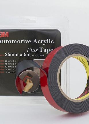 Скотч двосторонній 25мм х 5м 3m 1100 "plus tape" чорний, 70323