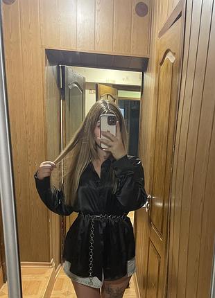 Сорочка атласна чорна