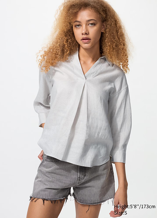 Сорочка uniqlo зі 100% преміум льону рукав 3/4