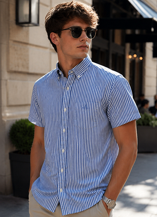 Шикарна сорочка біло — синю смужку зі 100% бавовни gant the broadcloth stripe regular