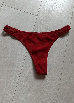 Красные плавки в рубчик стринги низ купальника базовый m м 10 38 46