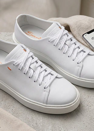 Люксові шкіряні кеди santoni (оригінал) • розмір 37.5 • італія
