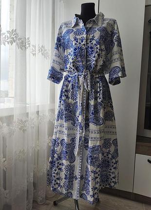 Сукня midi льон бавовна, розмір 52/54 (2xl/3xl)
