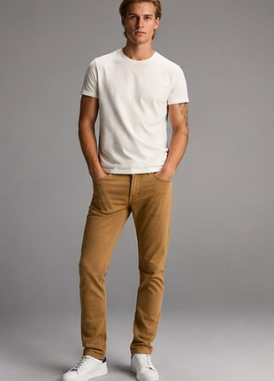 Мужские джинсы angelo litrico slim fit w34 l32 песочные стрейч m-l