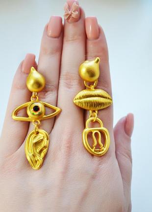 Ассиметричные серьги глаз губы ухо schiaparelli сережки