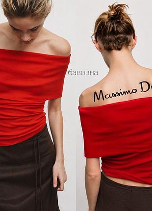 Massimo dutti тонкий нежный хлопковый топ с открытыми плечами