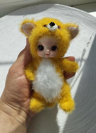 Мягкая игрушка лисичка с кукольным лицом