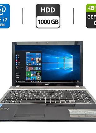 Ноутбук acer aspire v3-571g / 15.6" (1366x768) tn / intel core i7-3630qm (4 (8) ядра по 2.4 - 3.4 ghz) / 8 gb ddr3 / 1000 gb hdd /