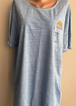 Голубая женская футболка батал 2xl, 54-56р