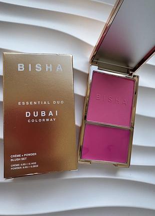 Кремові та пудрові рум’яна bisha essential duo blush у відтінку dubai