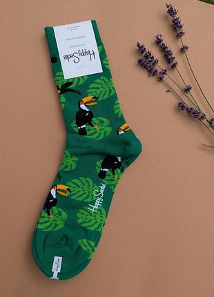 Носки мужские happy socks зеленые тукан демисезонные, зеленый 2701815