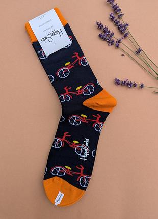 Носки мужские happy socks черные велосипеды демисезонные, черный 2701823
