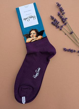 Носки мужские happy socks фиолетовые ангел демисезонные, фиолетовый 2701828