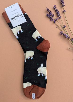 Носки мужские happy socks черные барашки демисезонные, черный 2701814