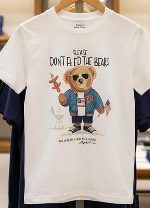Белая футболка polo bear by ralph lauren