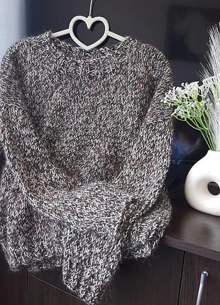 Роскошный вязаный свитер оверсайз с шерстью альпаки (меланж) handmade