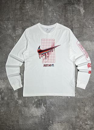 Лонгслів nike найк оригінал чоловічий кофта біла just do it білий лонгслив мужской кофта з довгим рукавом оригінальний розмір l світшот футболка