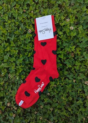 Носки женские happy socks красные сердце демисезонные, красный 2701841
