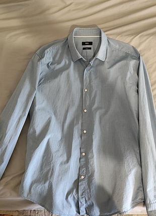 Чоловіча сорочка hugo boss slim fit блакитна