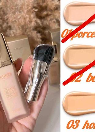 Стійкий тональний крем та пензлик kiko milano holiday première