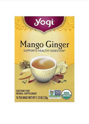 Yogi tea, чай, манго и имбирь, без кофеина, 16 пакетиков