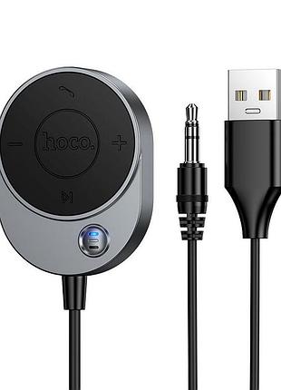 Аудио адаптер ресивер bluetooth aux гарнитура в машину hoco e150 серый