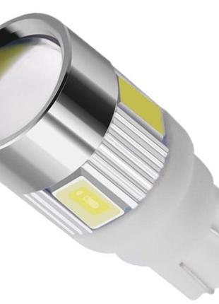 Автолампи світлодіодна t10 w5w 6 led 5630 + лінза