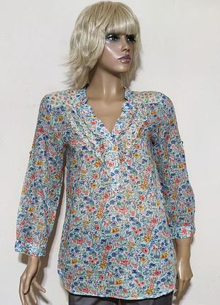 Батистовая хлопок рубашка туника цветочный принт zara woman /1256/n