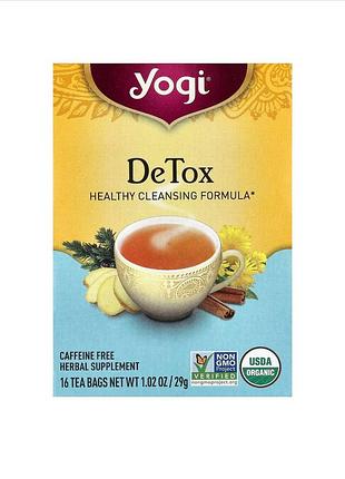 Yogi tea, detox, без кофеина, 16 пакетиков
