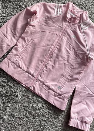 Стильная,розовая, спортивная кофта-олимпийка adidas