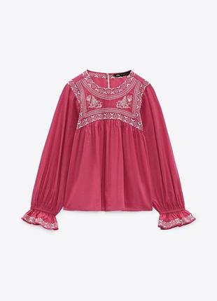 Блузка zara вишиванка вишита сорочка натуральна тканина