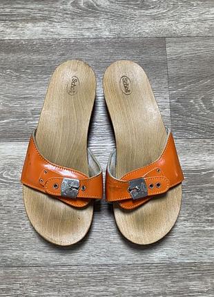 Оригінальні ортопедичні тапки dr scholl wooden pescura orange flat size 37-38