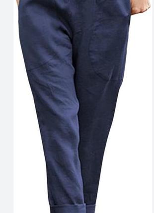 Штани брючки лляні темно сині m&s р.м
