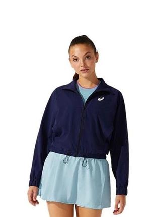 Куртка asics match w woven jacket xs синяя, ветровка
