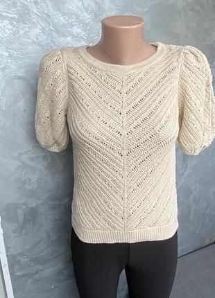 Новая шикарная котоновая футболка, блузка, кофта с коротким рукавом от morgan xs(34)